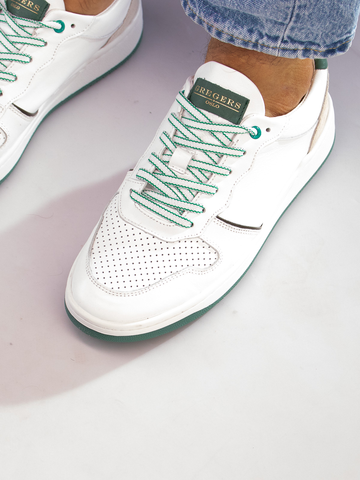 Gregers - Clay Leather White Green - Trapes Sko