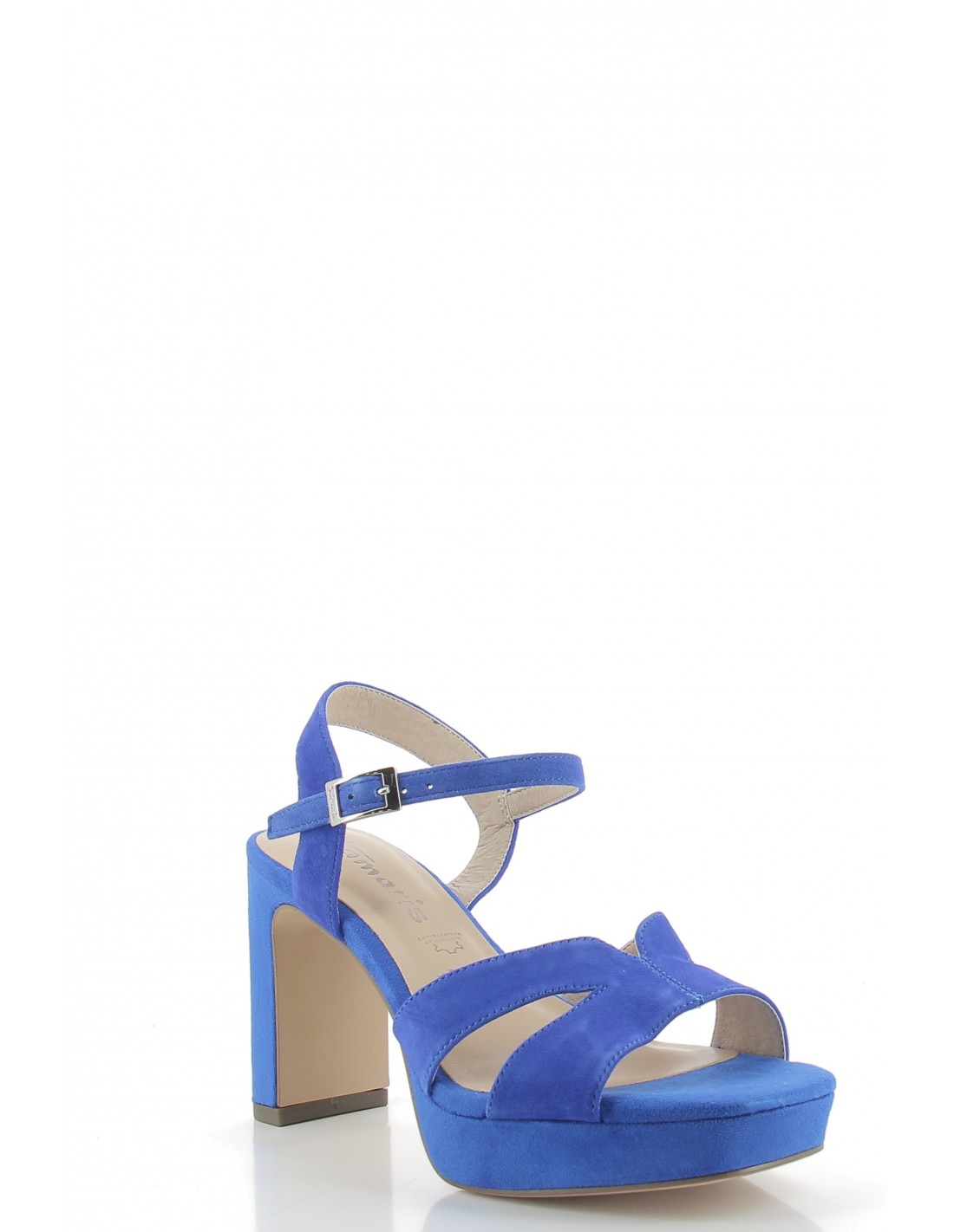 tamaris Sandales compensées à talon femme 28309-20 187 cuir bleu