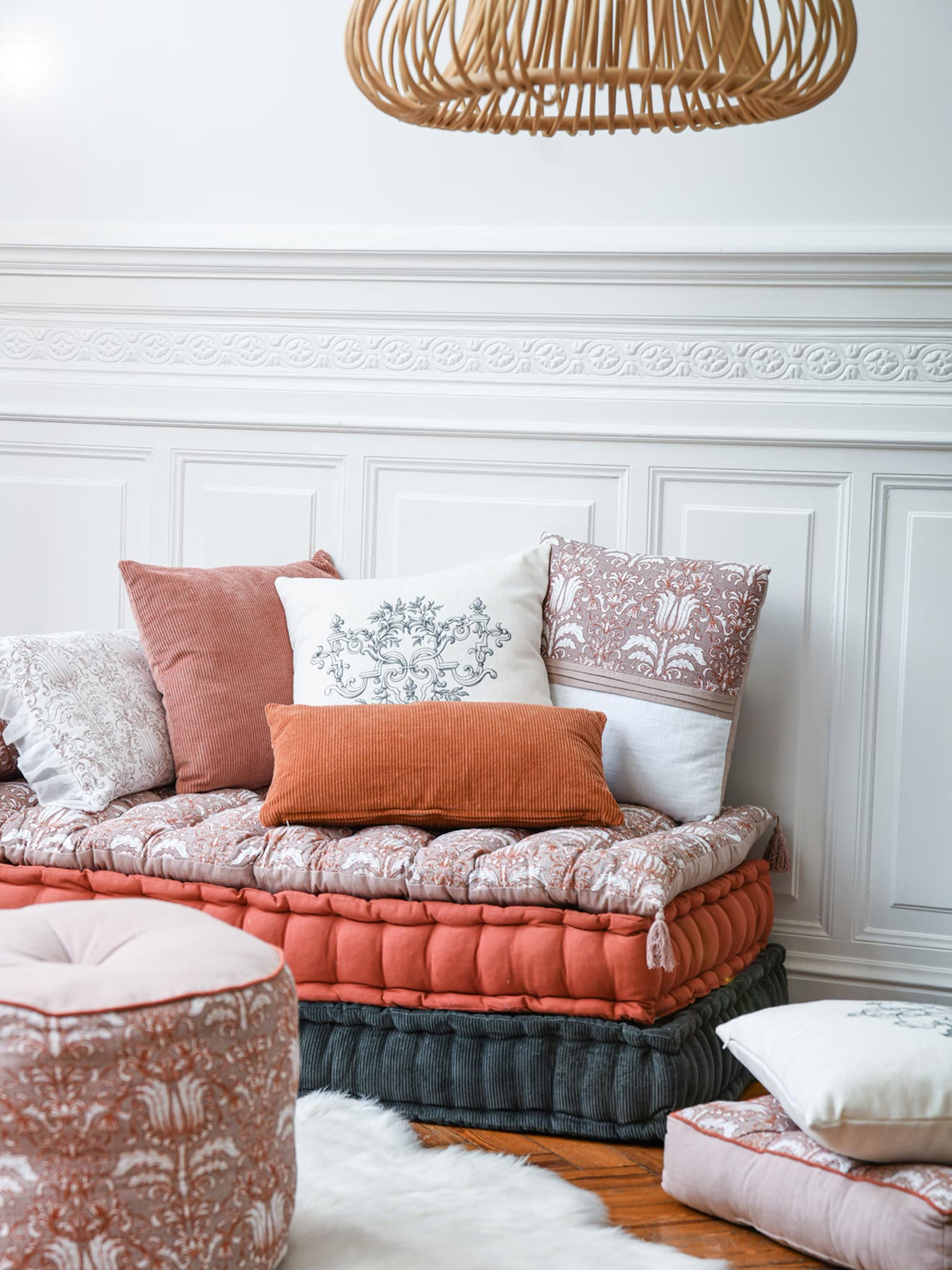 Coussin bicolore effet flammé