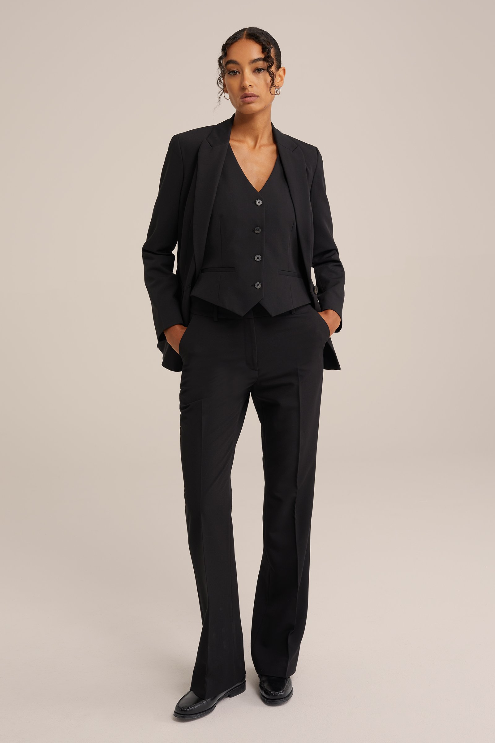 tall fit flared pantalon WE Fashion Zwart