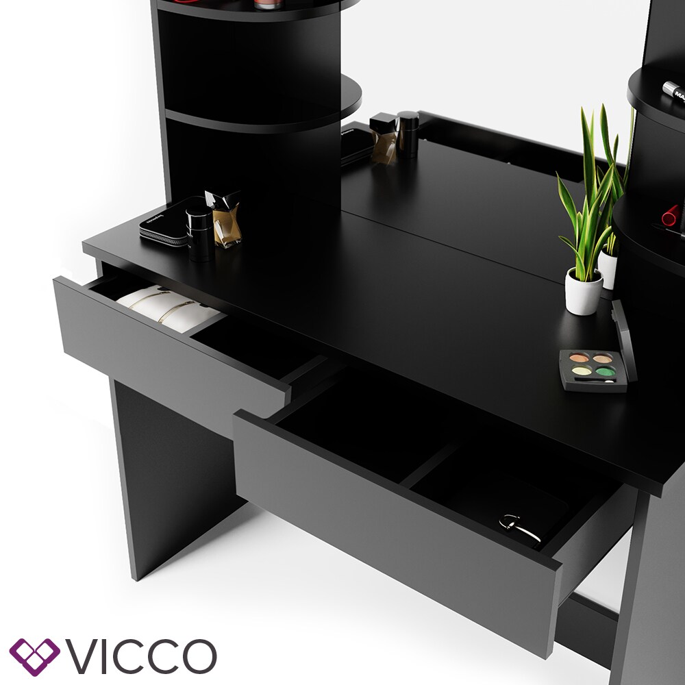 Vicco Schminktisch Charlotte Frisiertisch Kommode Frisierkommode Spiegel Schwarz