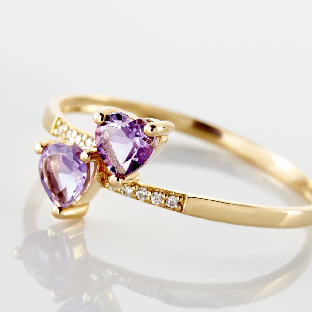 Bague Myrtie Or Jaune Amethyste Violet Oxyde De Zirconium