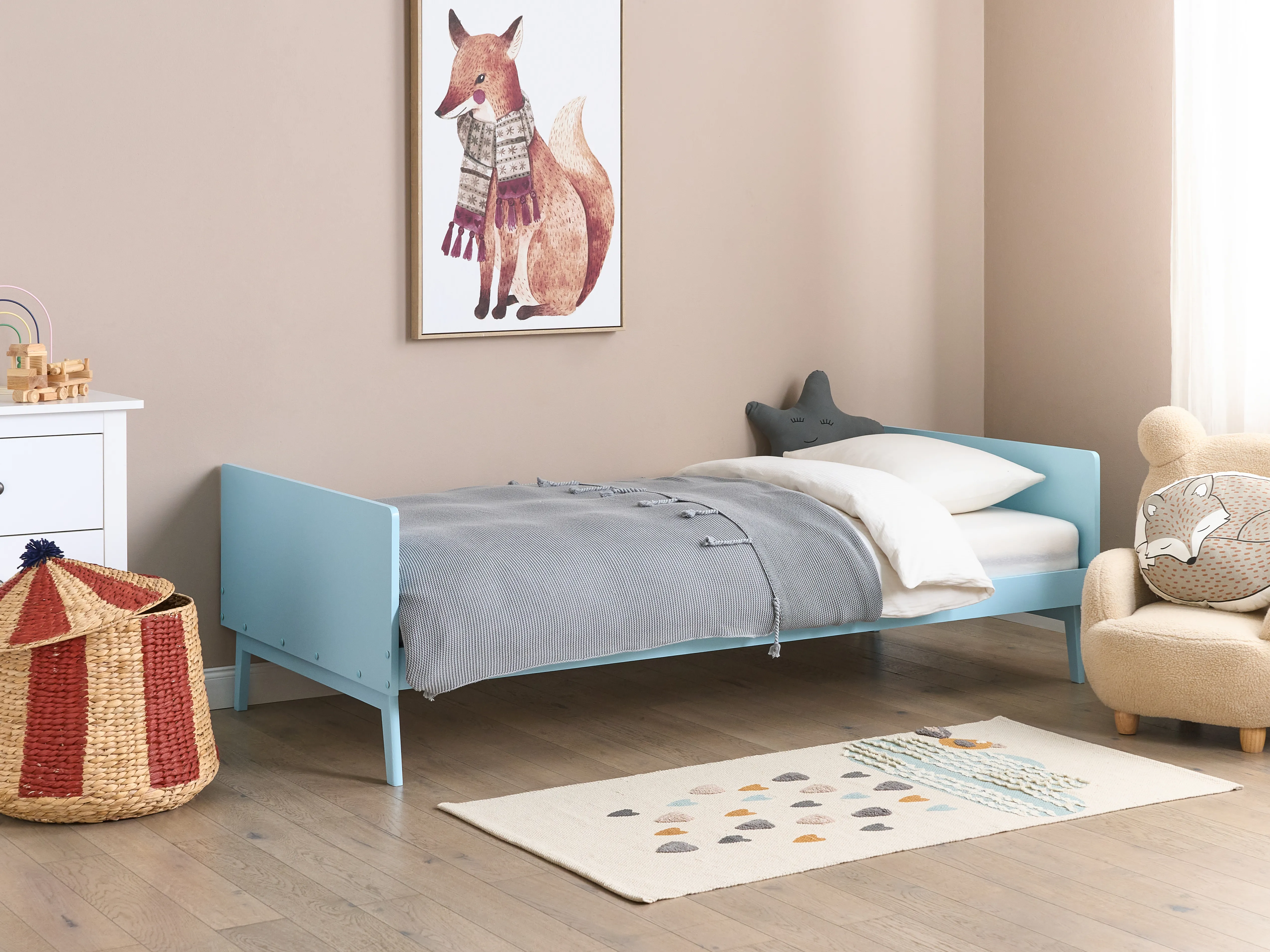 Bed Dennenhout BONNAC 90 x 200 cm Lichtblauw