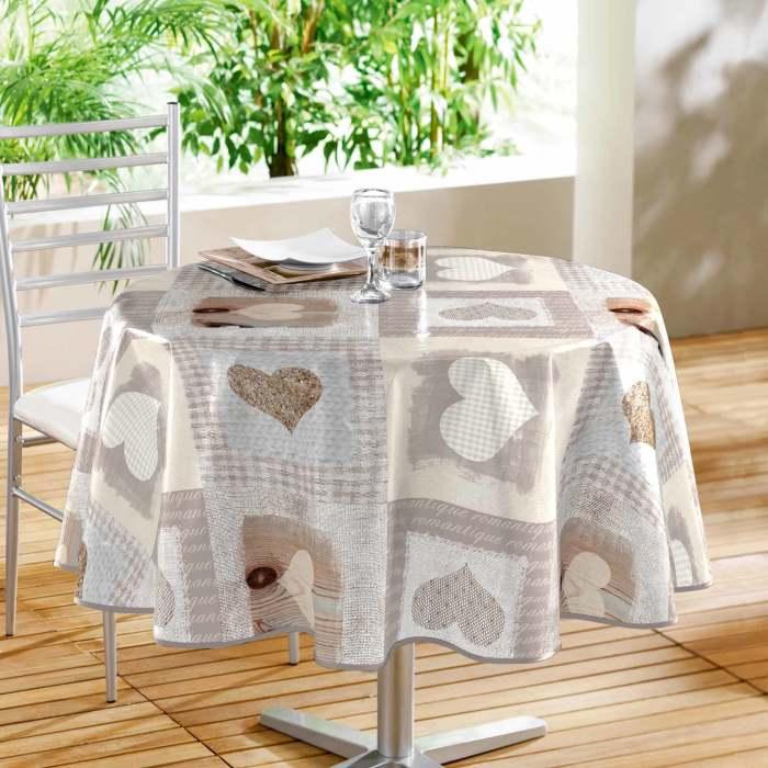 NAPPE RONDE D.160CM PVC IMPRIME COSY COEUR