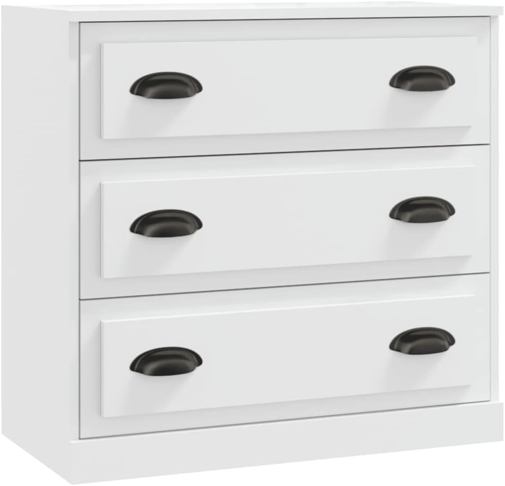 vidaXL Sideboard 3-TLG., Kommode mit viel Stauraum, Schrank mit Schubladen Türen, Mehrzweckschrank Anrichte für Wohnzimmer, Modern, Weiß Holzwerkstoff