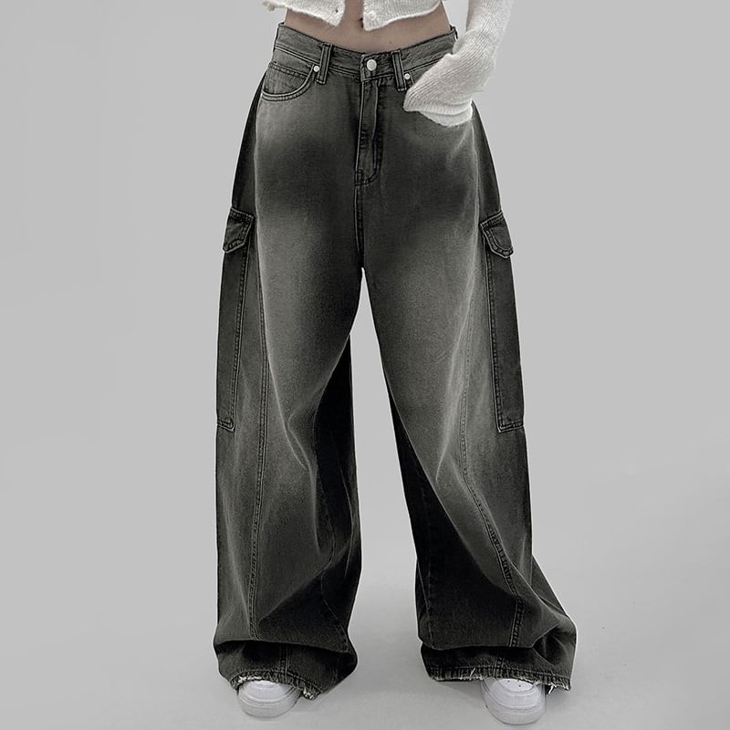 Sosana - Low Rise Washed Loose-Fit Wijde Jeans