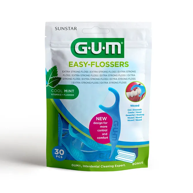 Porte-fils GUM EASY-FLOSSERS ciré mentholé - Sachet 30