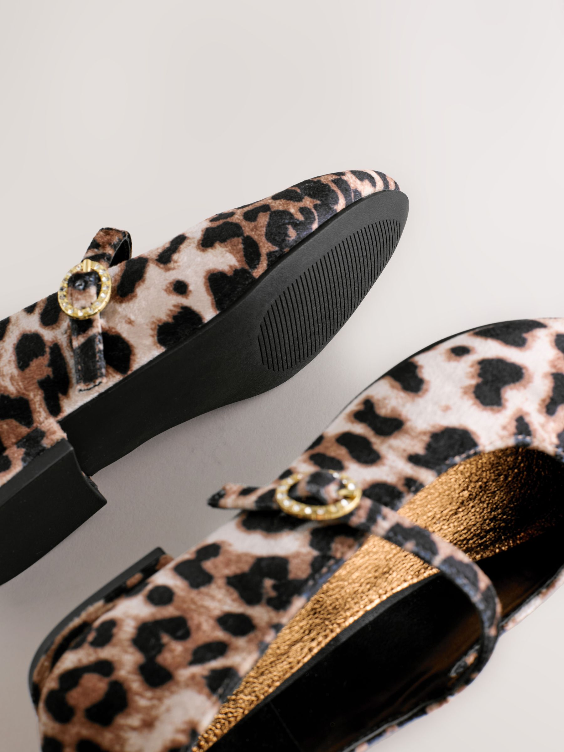 Luipaardprint - Fluwelen Mary Jane-schoenen met hak