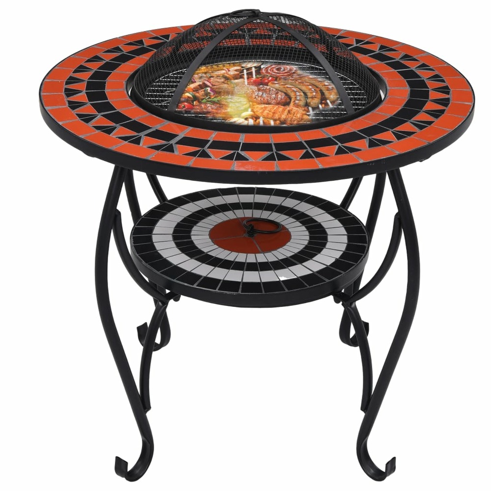Table de foyer mosaïque terre cuite et blanc 68 cm céramique
