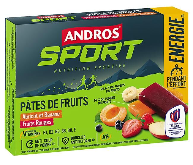 ANDROS SPORT - BARRES PATES DE FRUITS MIX FRUITS JAUNES OU ROUGES