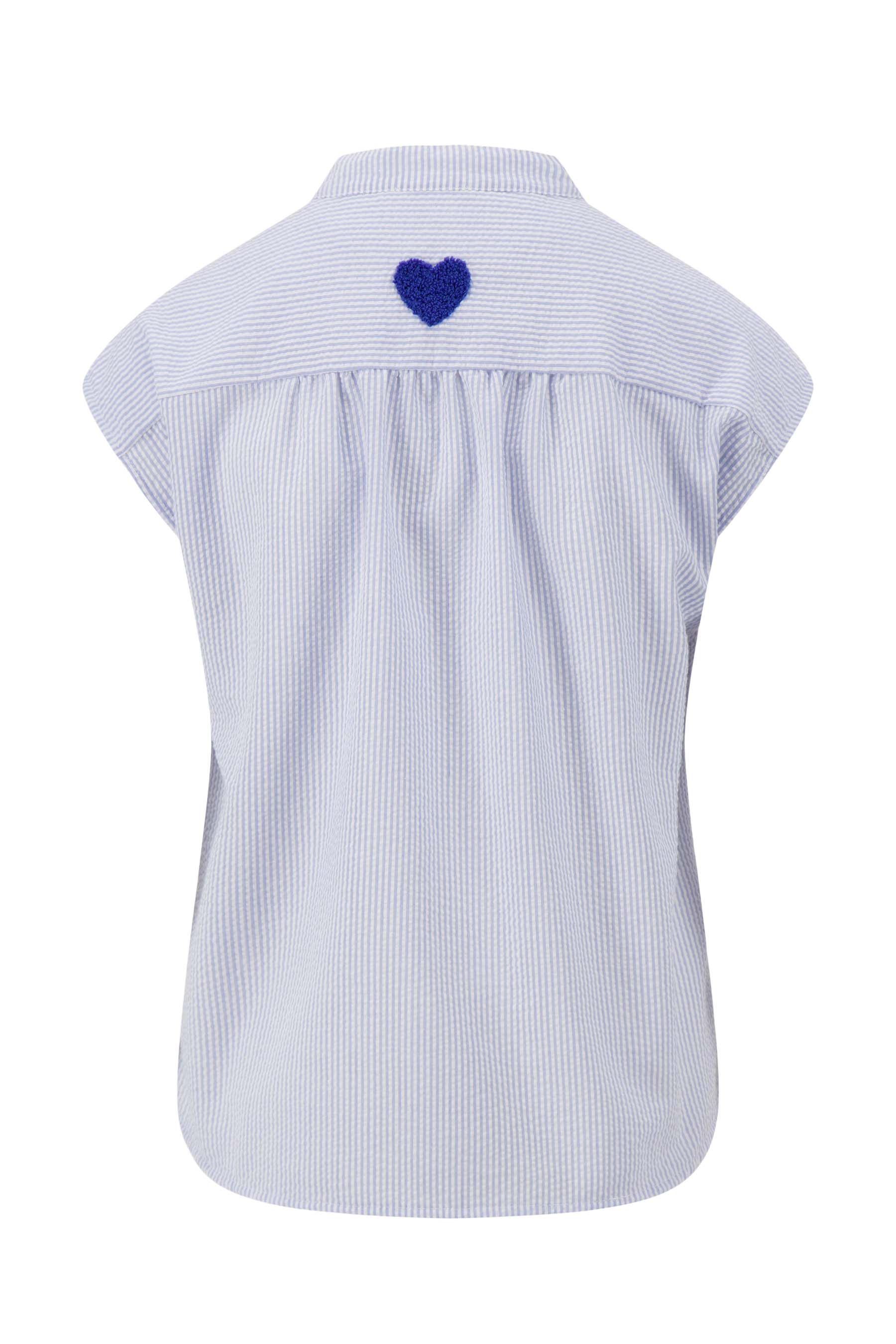 seersucker streep blouse met borduur