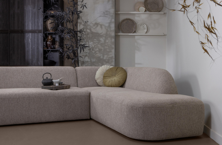 WOOOD Sloping hoekbank rechts naturel melange