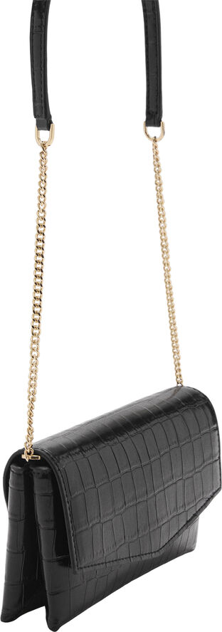 MANGO Croc-effect flap bag Black