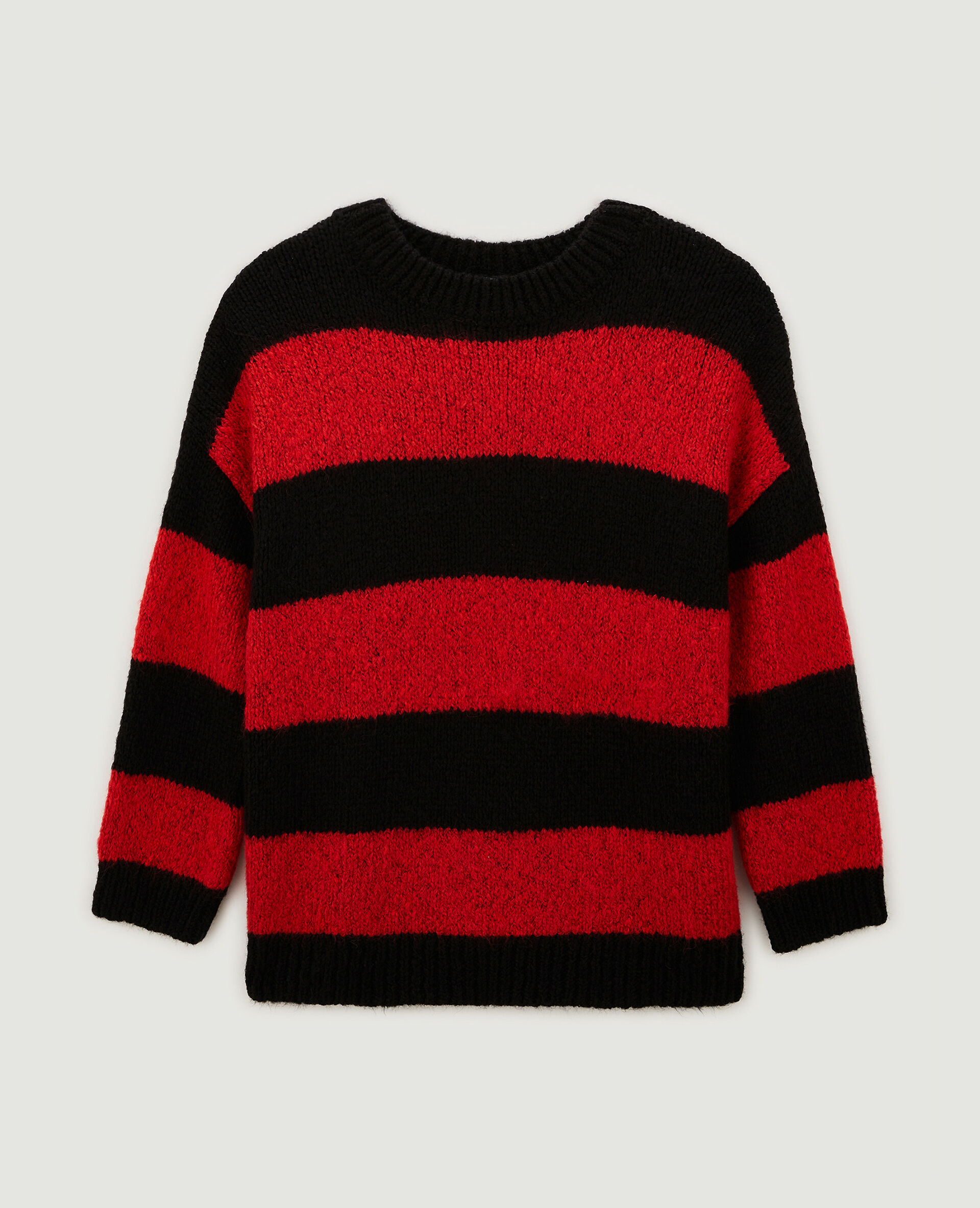 Pull oversize à rayures - Rouge