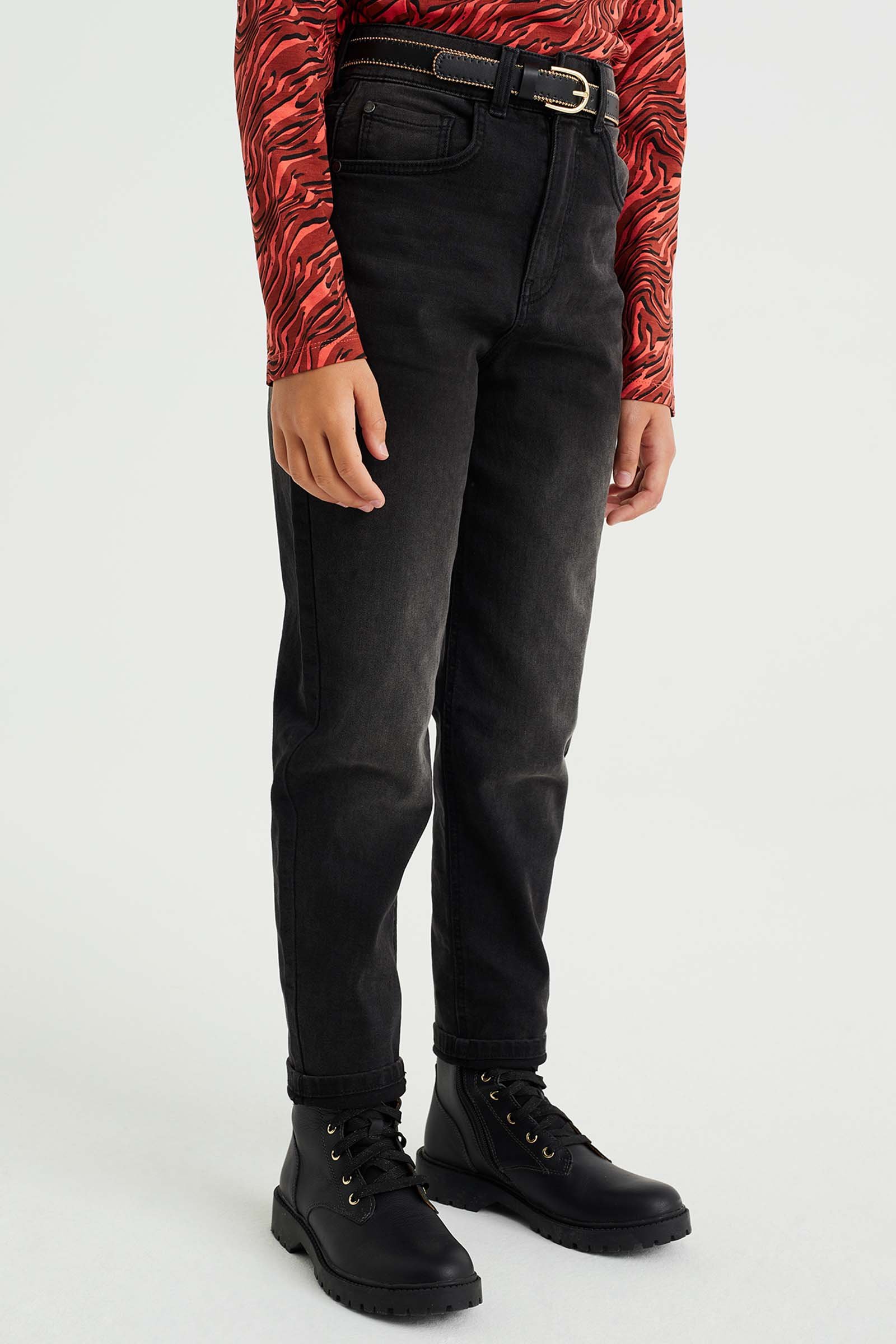 Meisjes high rise mom fit jeans met stretch Blue Ridge Zwart