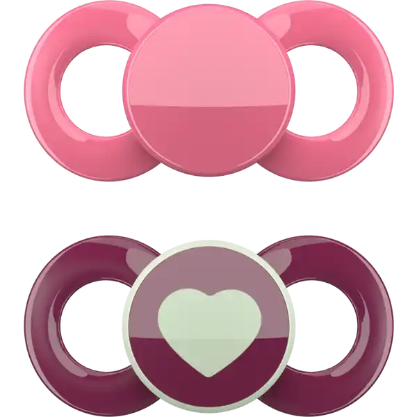 Day & Night Beruhigungssauger 6-14 Monate Pink / Bordeaux Herz