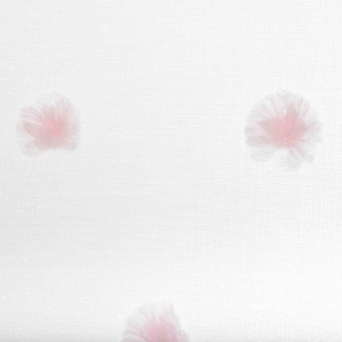 RIDEAU MULTI POMPOMS ROSE 240X140CM