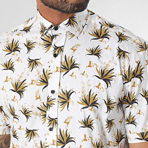 Chemise Manches Courtes Blanc Floral