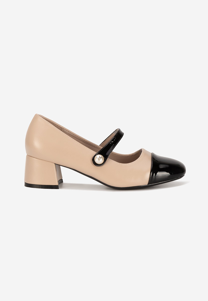 Chaussures à talon épais beige Blety