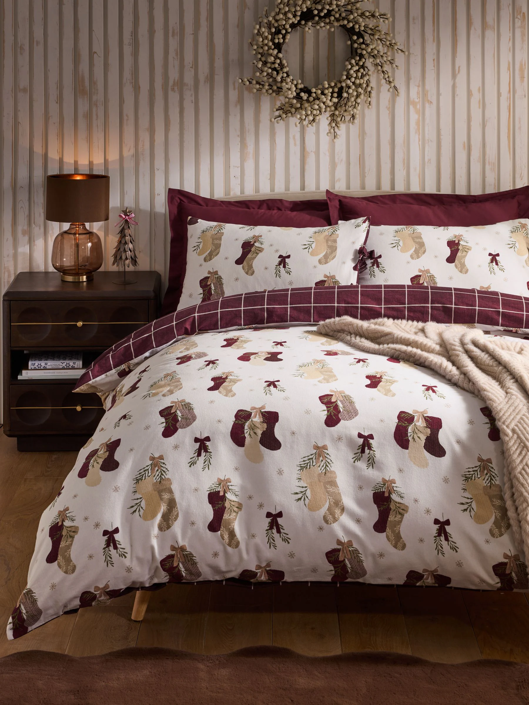 Christmas Supersoft 100% Brushed Cotton Reversible Duvet Cover and Pillowcase Set