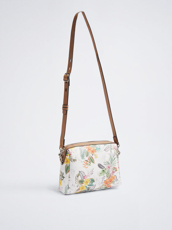 Bolsa Bandolera Estampado Floral - Naranja