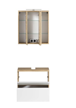 Waschtischkombination Gent weiß/braun B/H/T 60x200x35 cm