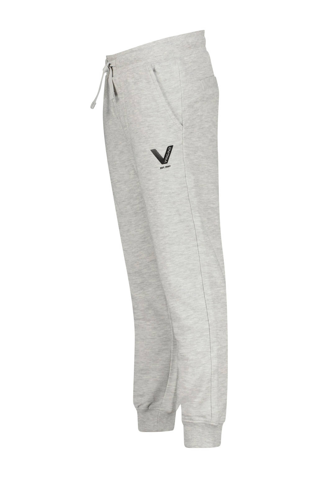 Vingino relaxed joggingbroek Saxic met printopdruk lichtgrijs melange