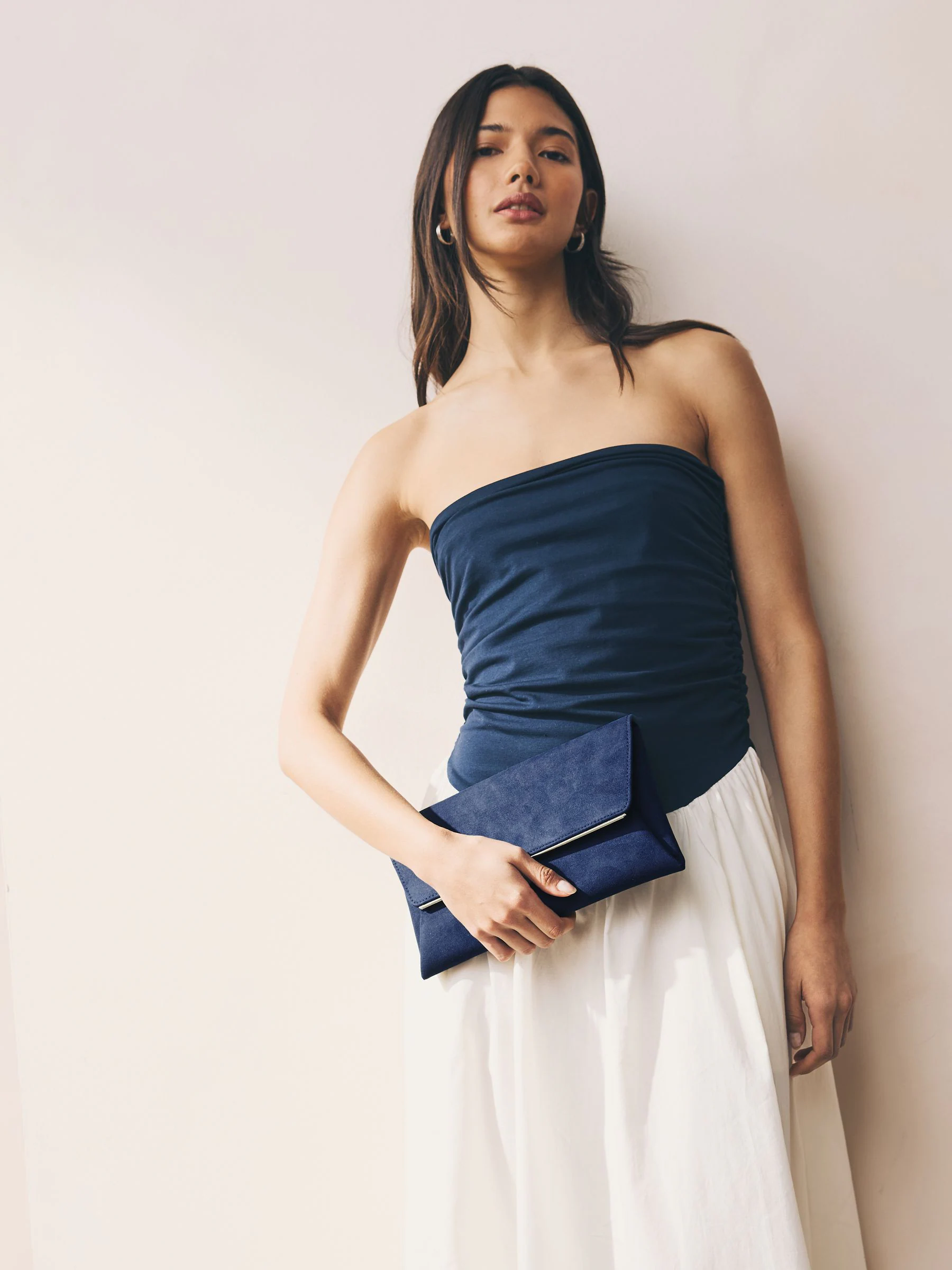 Marineblauw - Clutch met afneembare ketting