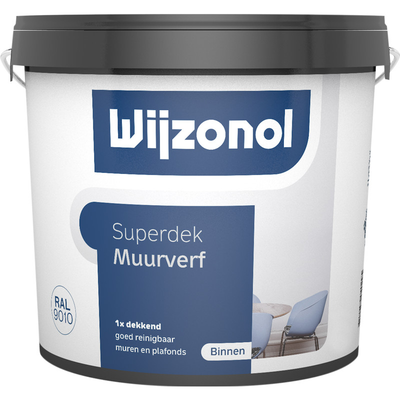 Wijzonol Superdek muurverf extra dekkend mat 5L RAL9010
