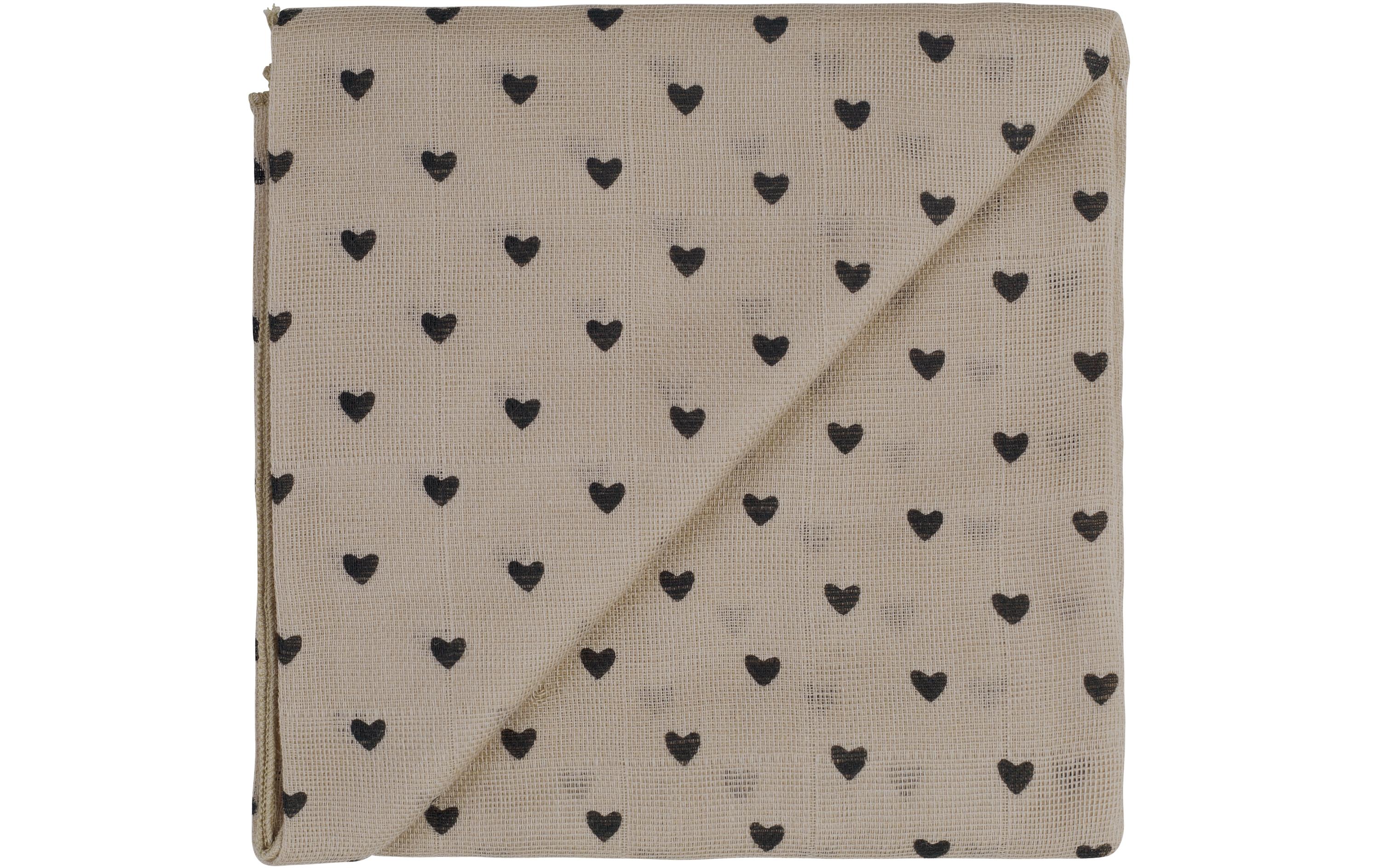 Mulltuch Herzen Sand 60 cm x 60 cmGaze-Tuch für Babys