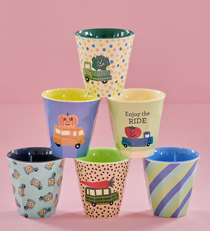 Rice Becher - Melamin - 6 st. - 160 ml - Multi/Happy Cars Print