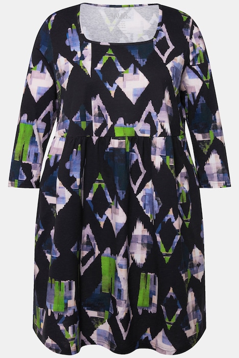 Longshirt, A-Linie, Carree-Ausschnitt, 3/4-Arm