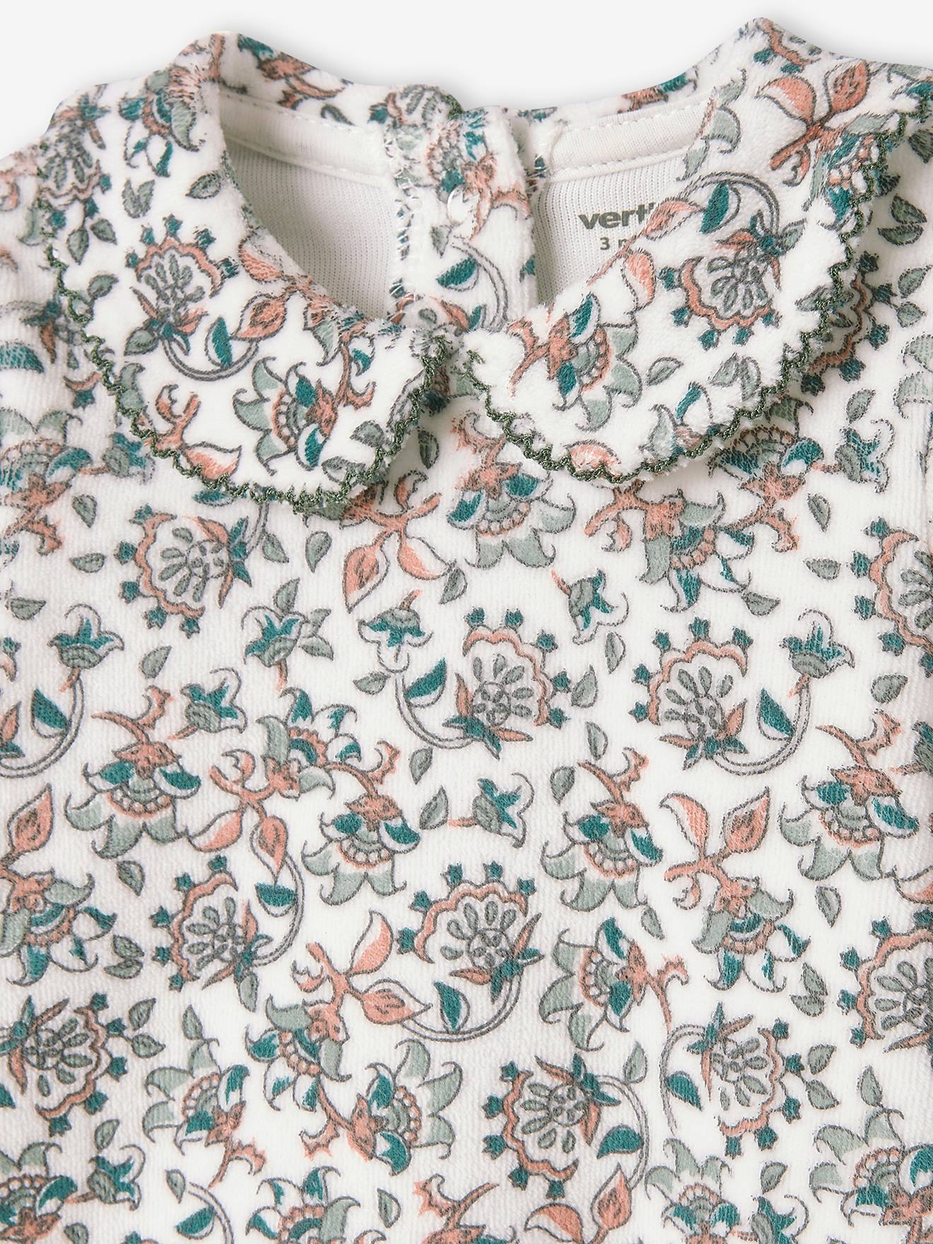 Conjunto de 2 pijamas de veludo para bebê menina, branco claro bicolor/multicolorido