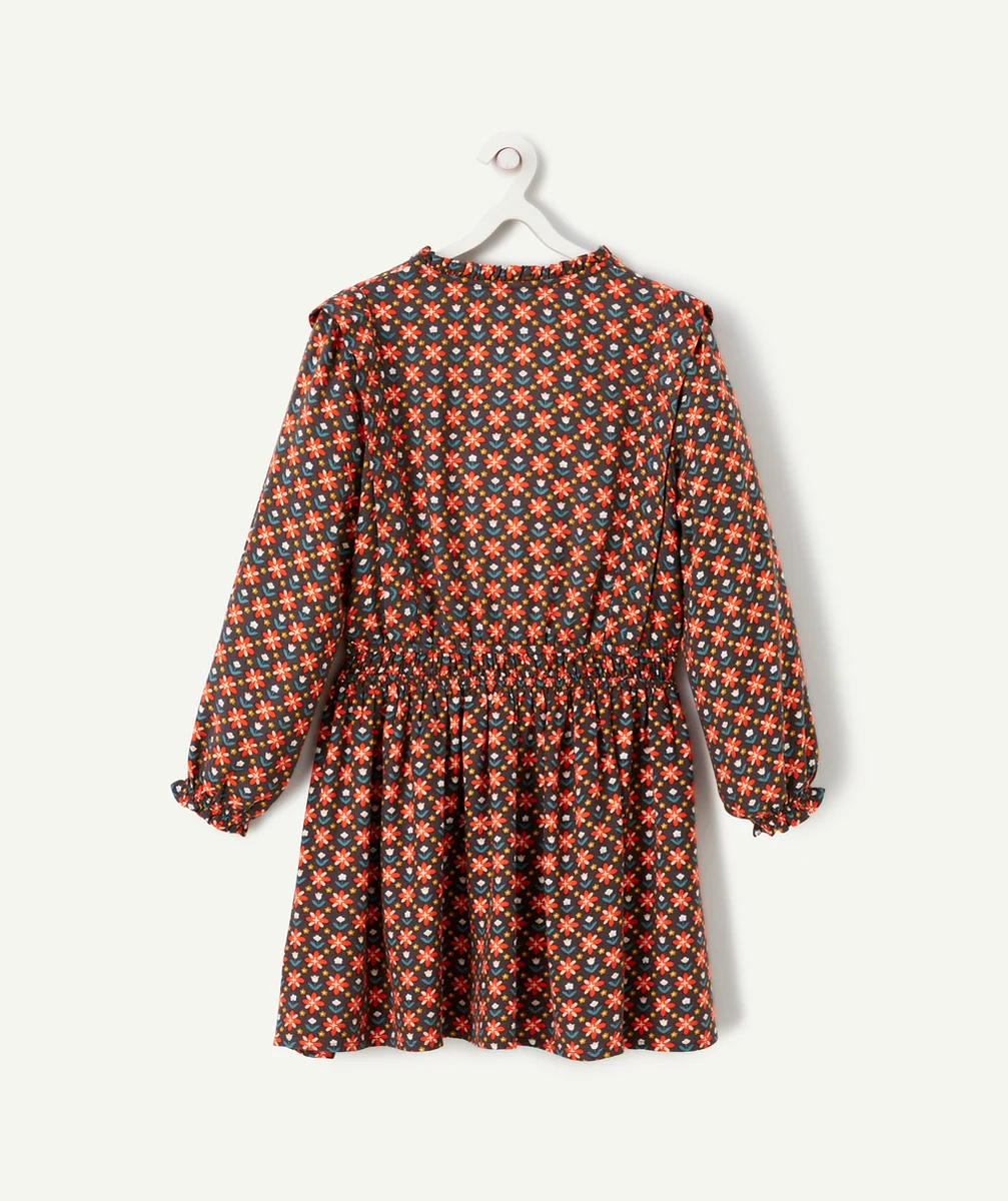 ROBE LONGUE FILLE EN VISCOSE RESPONSABLE IMPRIMÉ FLEURI