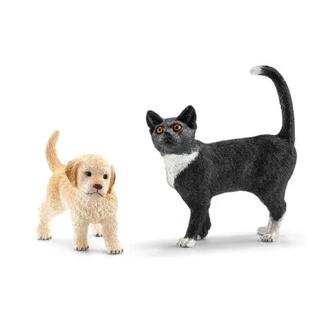 Schleich® 87390 Farm World Farm Life 2er Pack, GoldenRetriever Welpe und Katze