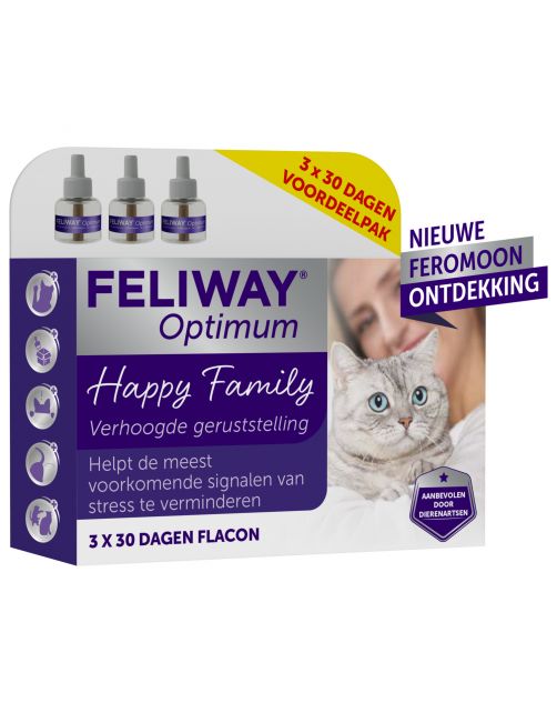Feliway Optimum Navulling 3-Pack - Anti stressmiddel - 48 ml