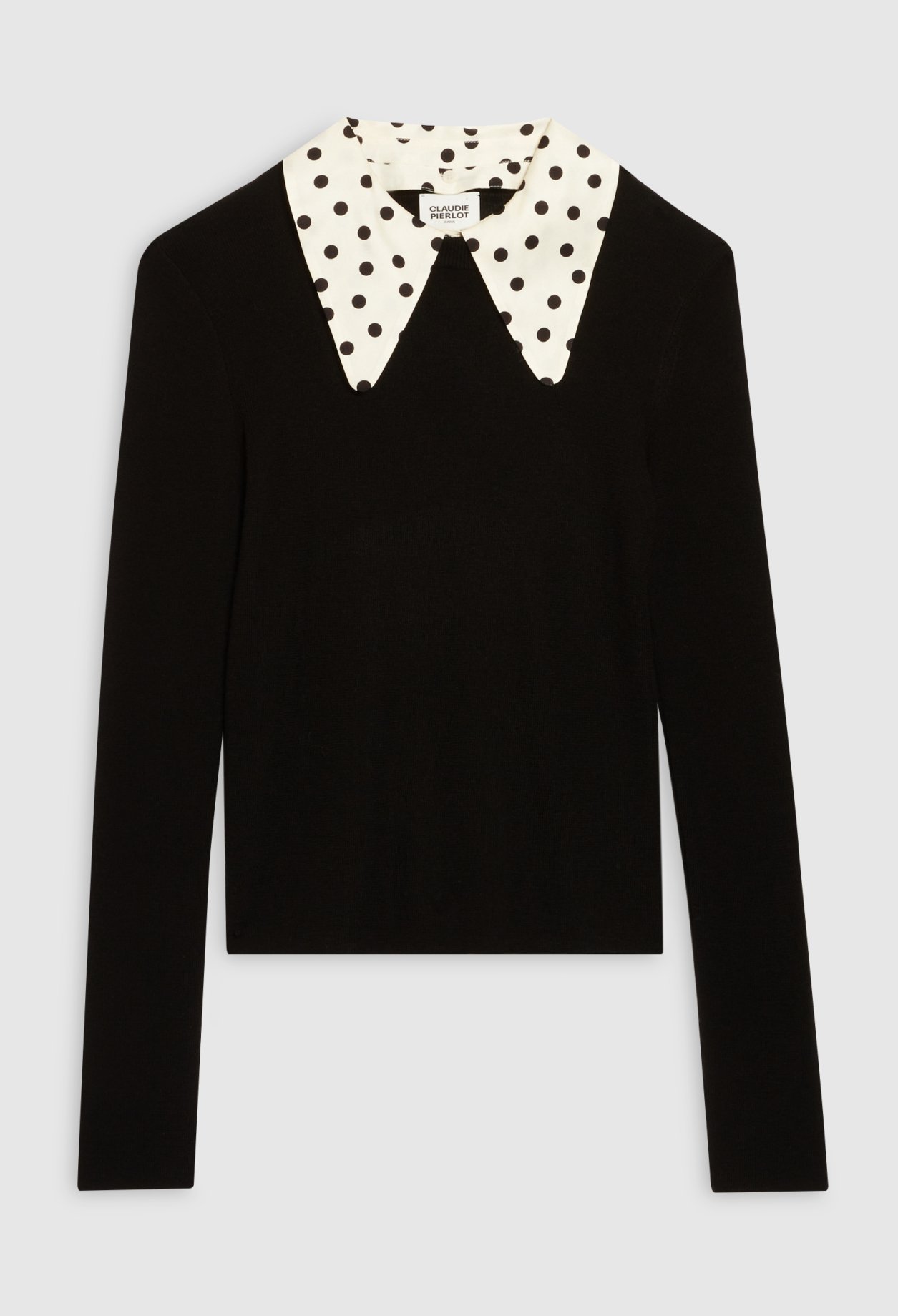 Pull noir double col amovibles