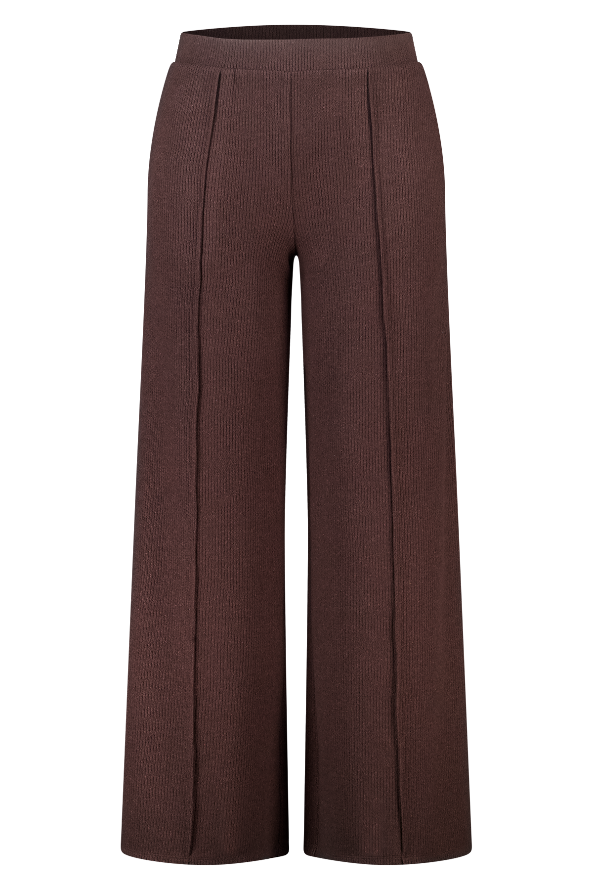 Rechte broek met elastieke taille Donker bruin