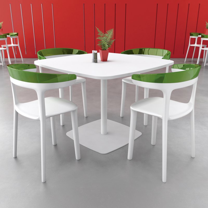 Table de restauration L 100 x P 100 piétement centré 4 personnes Blanc ARTI