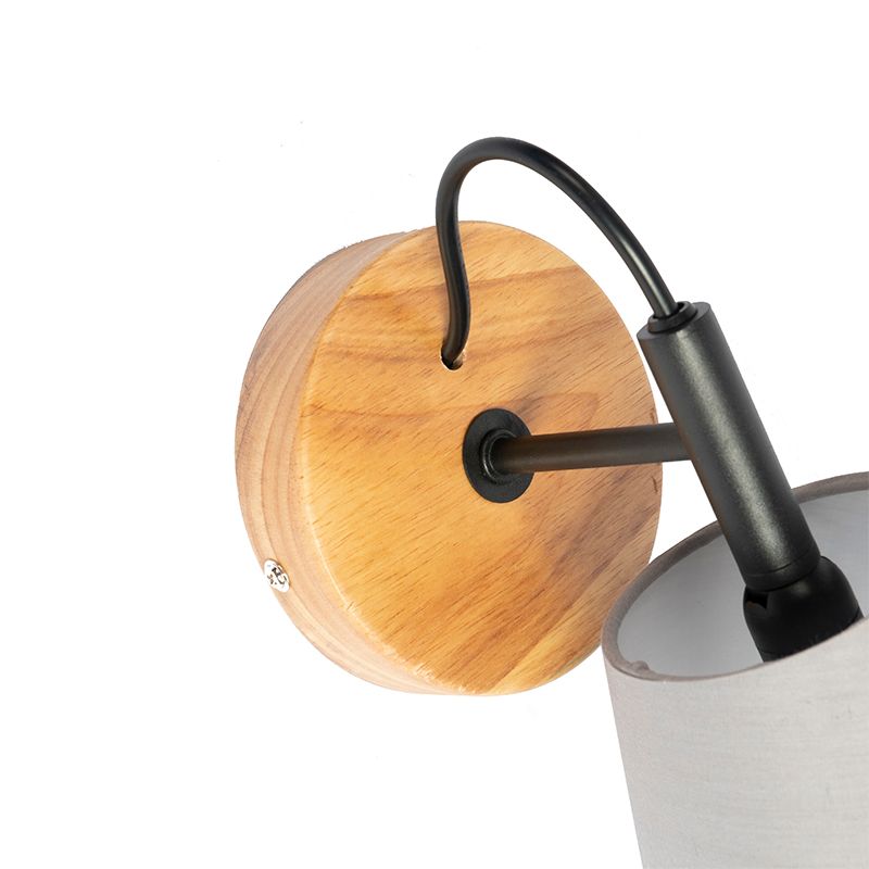 Landelijke wandlamp hout met grijs - Cupy