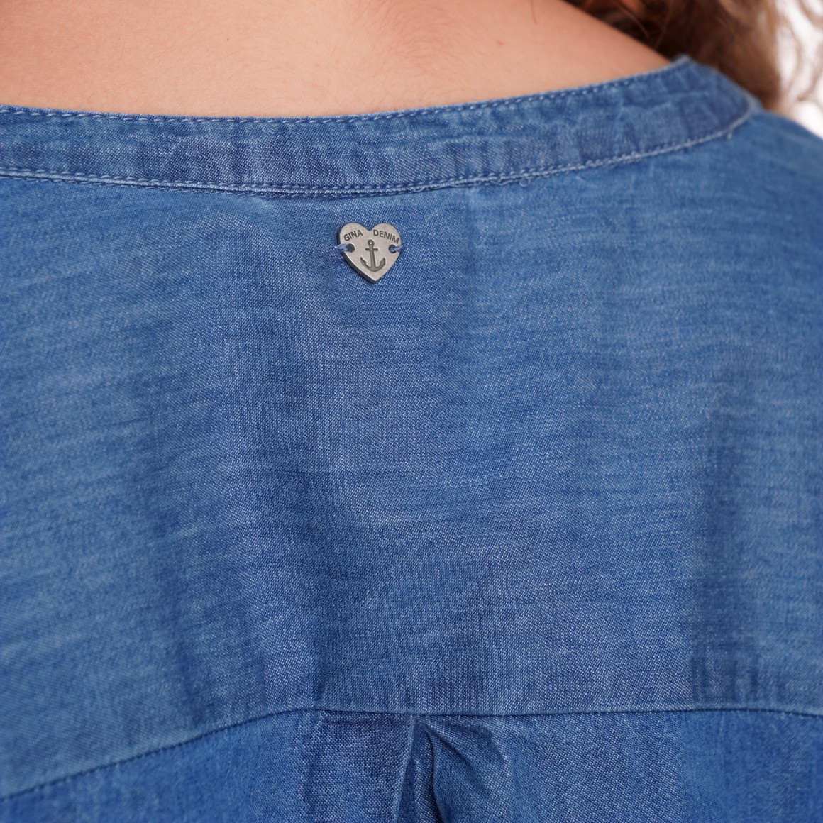 Gina Damen Jeanskleid in Denim-Optik blau