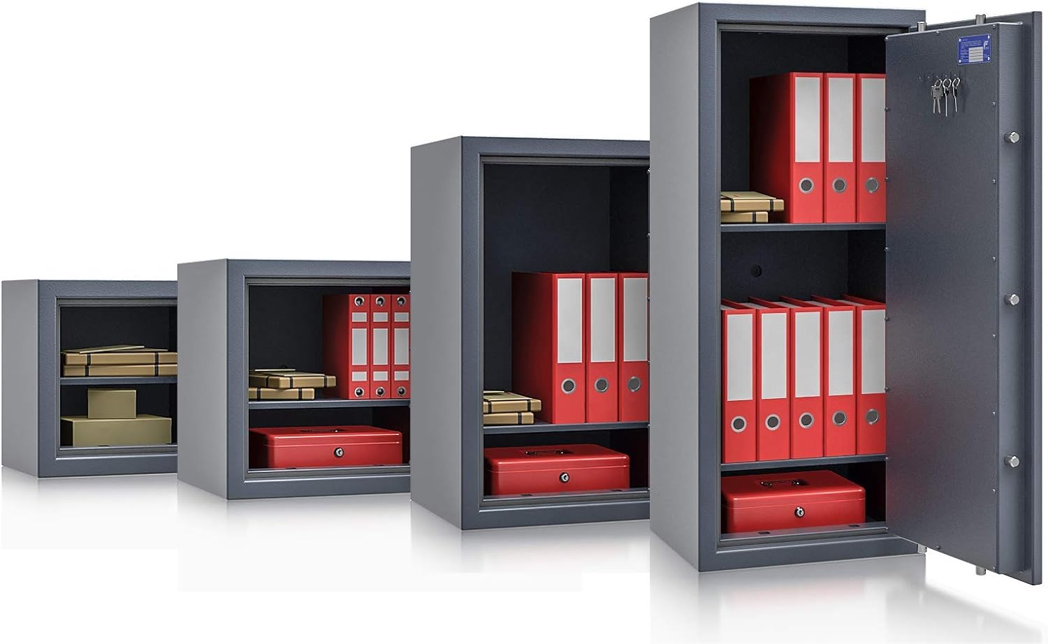 Wertschutzschrank Grad 1 EN 1143-1 Osprey 3 | H500xB500xT420 | Doppelbartschloss mit 3 Schlüssel | ECB-S Zertifiziert | passend für A4-Ordner | 1 Fachboden | 71 kg