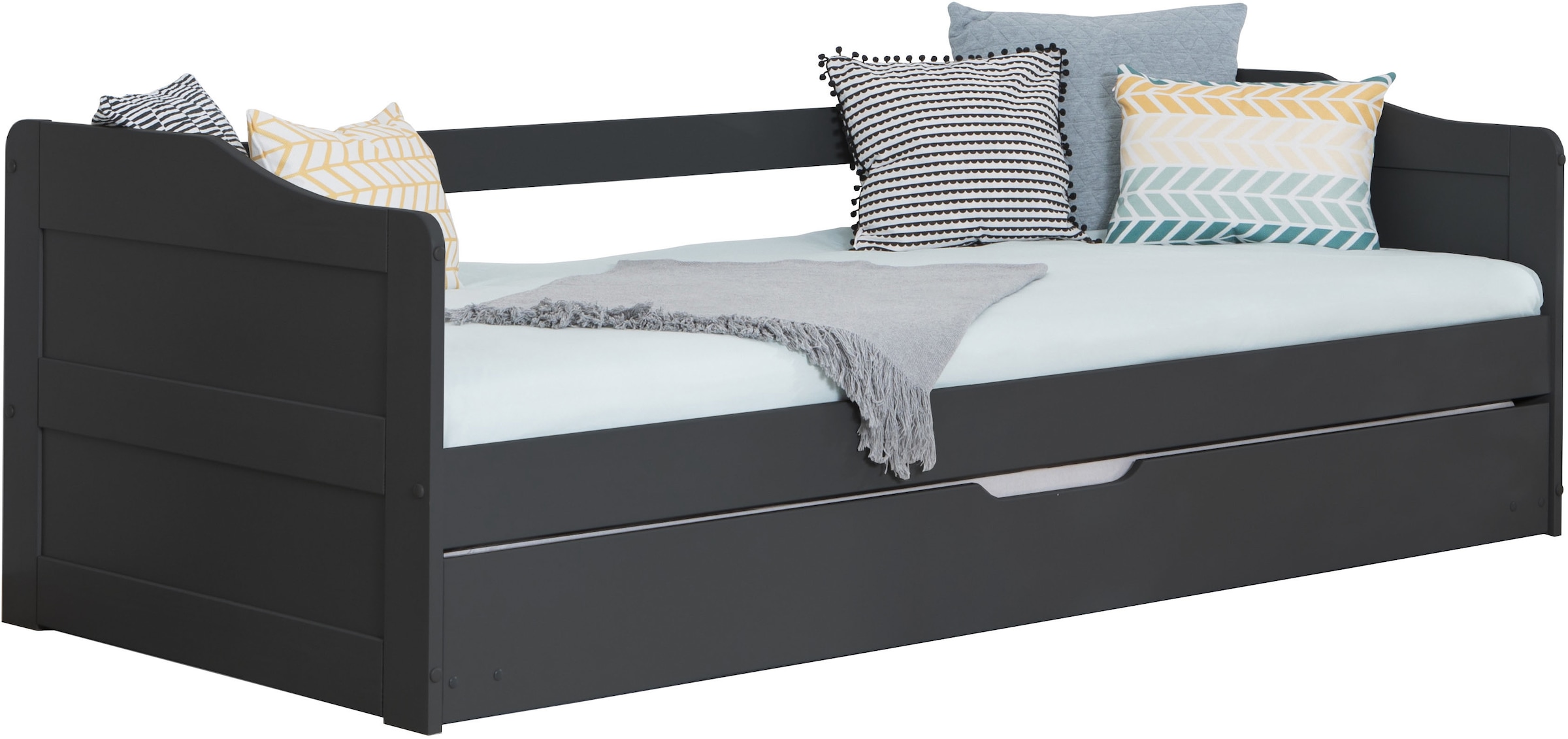 Ticaa Funktionsbett »Melinda, Daybett, Jugendbett, 2 Schlafplätze, Schublade auf Rollen« 90x200cm,  FSC®-zertifizierte Kiefer, 2 Rollroste, Massivholz