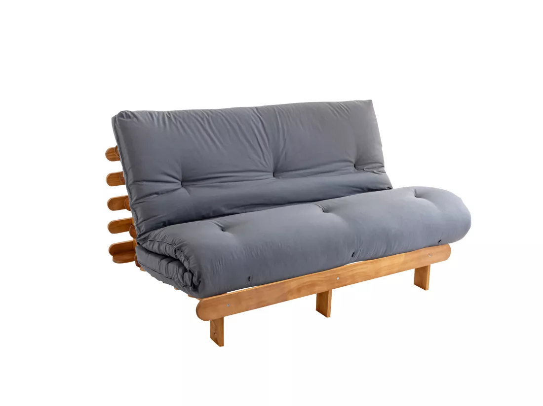 Matelas futon gris clair en coton 160x200