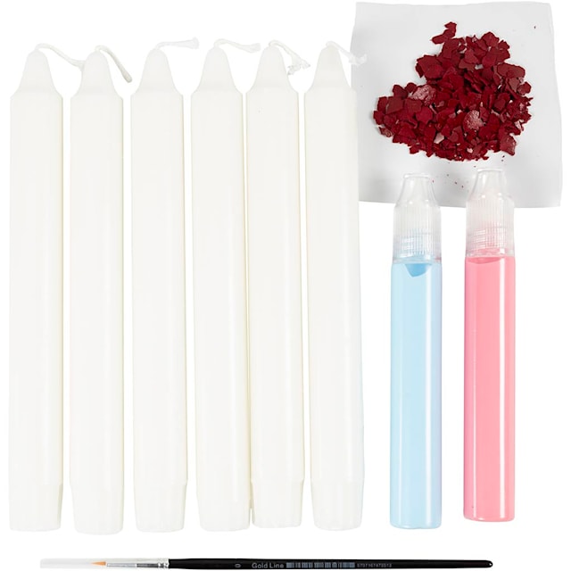 DIY Kit Lysdekorasjon, Dekorerte antikklys, hvit, 1 pk.