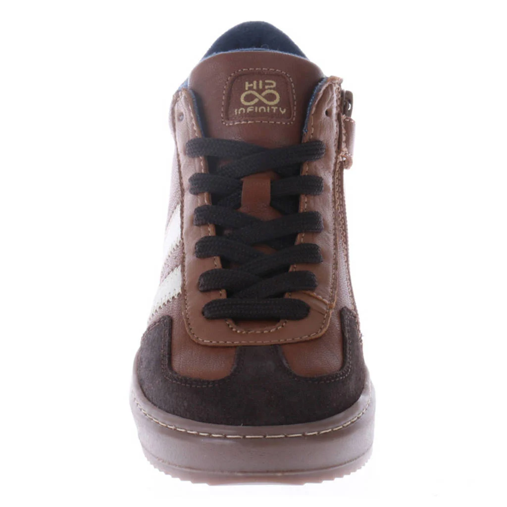 Hip leren sneakers cognac