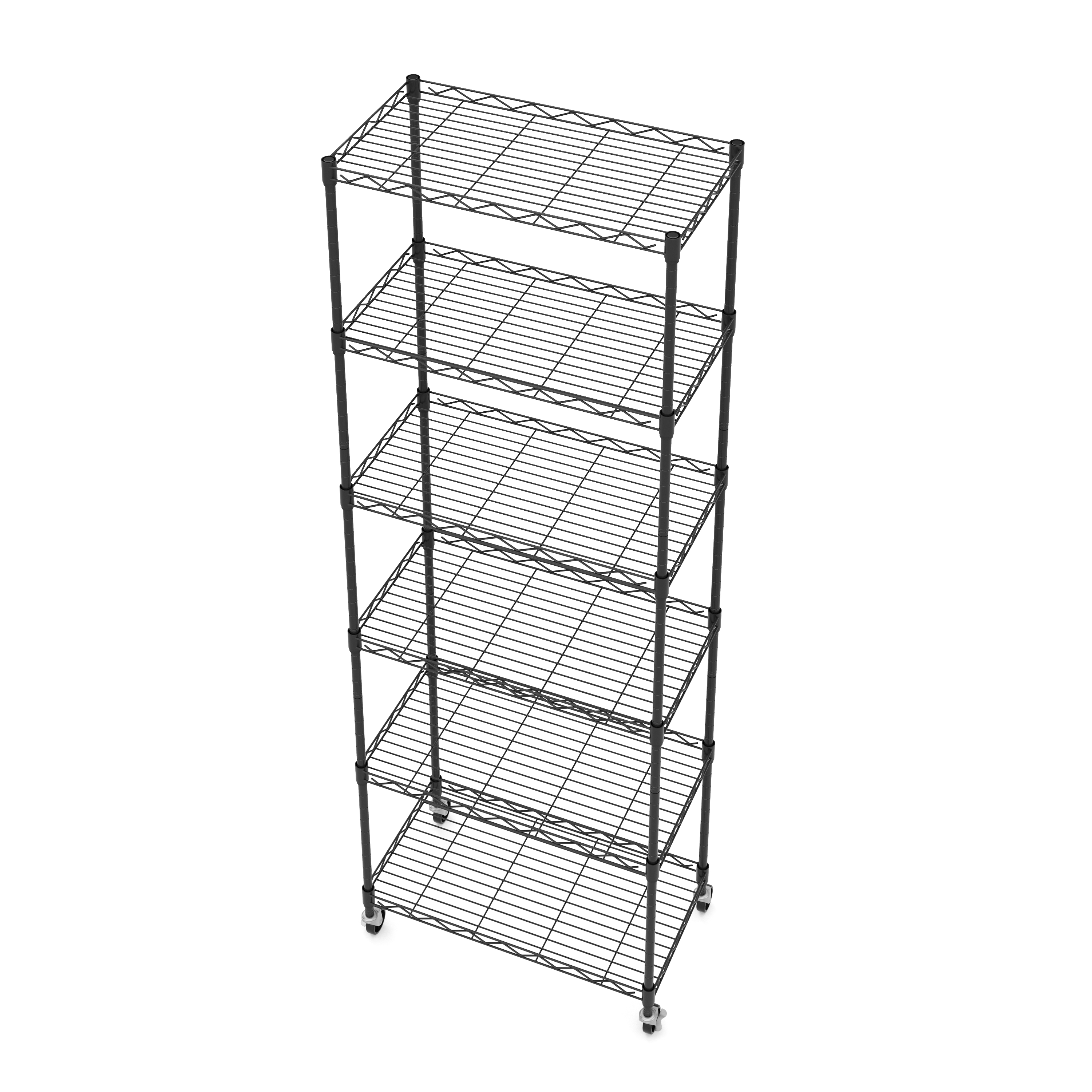 Regal Metall höhenverstellbar auf Rädern 54 x 29 x 160 cm schwarz