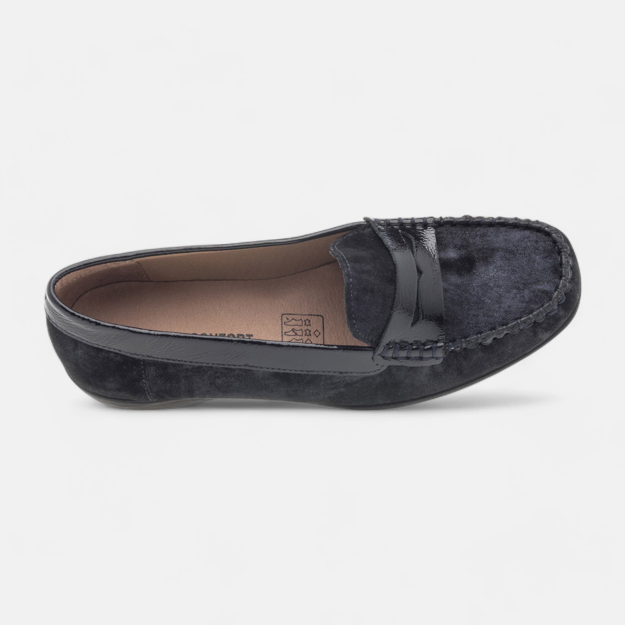 Mocassins pieds sensibles Femme en cuir bleu marine