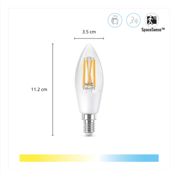WiZ Connected LED kaars E14 40W filament helder koel tot warmwit licht dimbaar