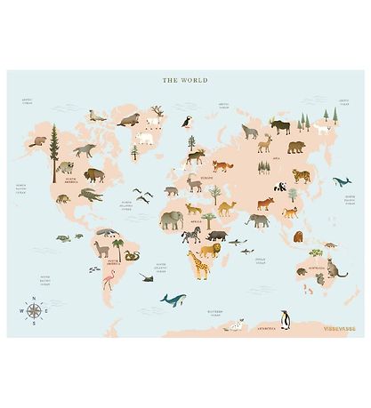 Vissevasse Plakat - 50x70 - WoRød Map Animal